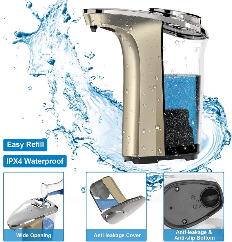 PZOTRUF Automatic Soap Dispenser, Touchless Dish soap Dispenser 17oz/500ml with Upgraded Infrared Sensor, 5 Adjustable Soap Dispensing Levels, Liquid Hand soap Dispenser for Bathroom & Kitchen - Image 5